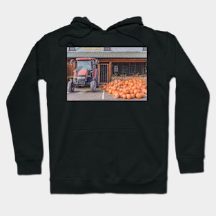 Pumpkins and Tractor at Farm Market Hoodie